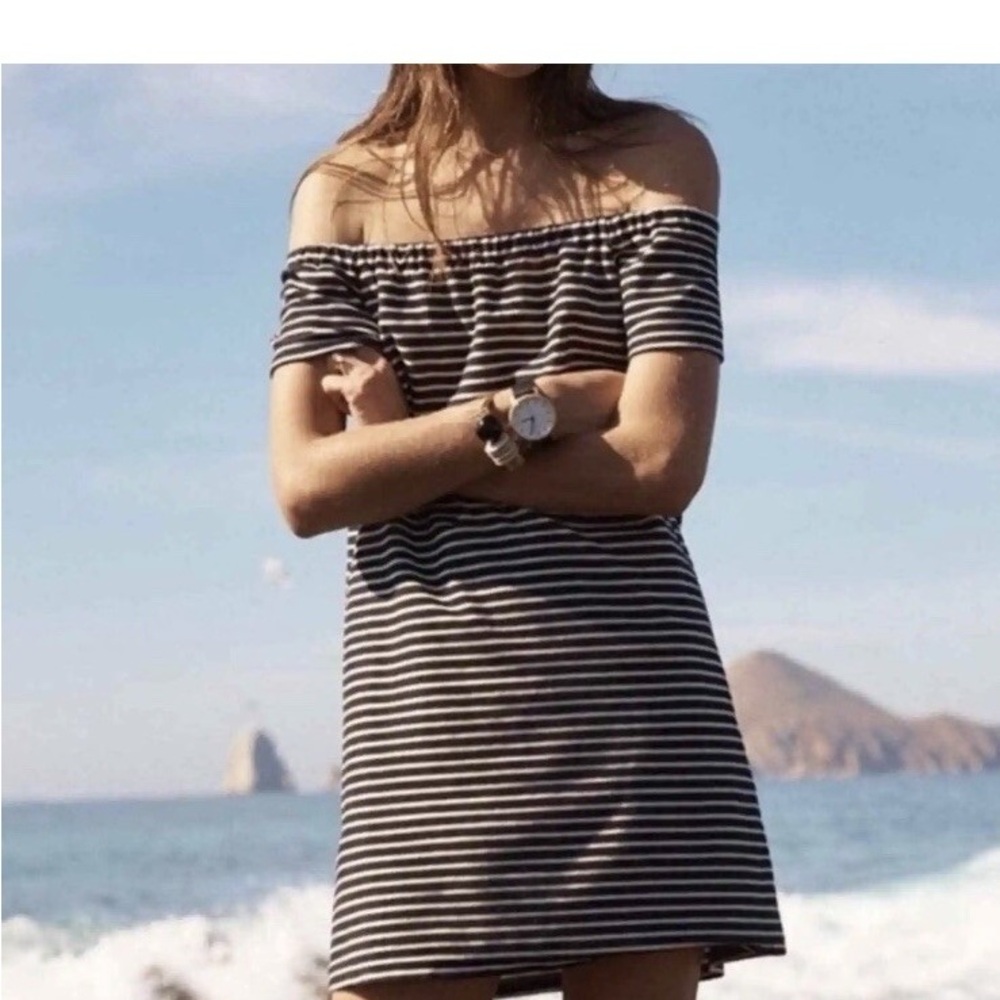 Madewell Striped Off-Shoulder Dress
